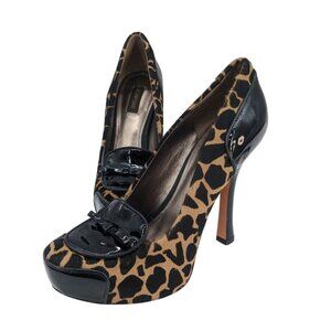 Joan & David Platform Heels Women Size 5.5 loafer Pumps leopard Print Rockabilly